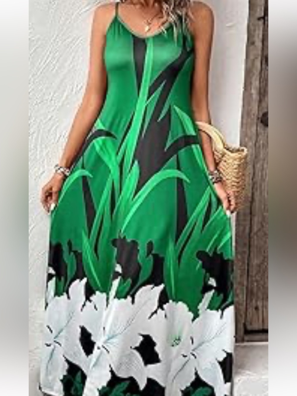 Green Floral Maxi Dress - Sleeveless Summer Dress